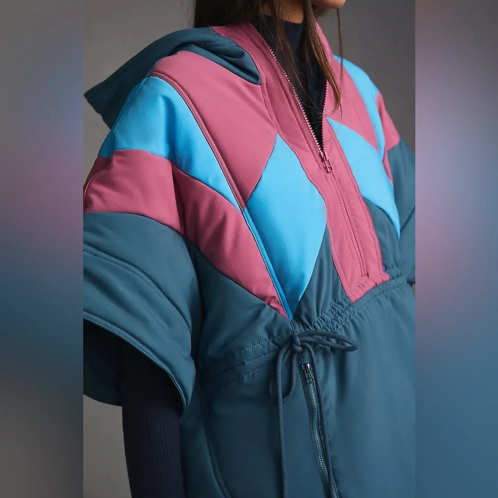 Daily‎ Practice by Anthropologie Puffer Poncho Colorful Women's Jacket size XS/S - Picture 3 of 15
